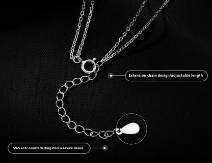 Women S925 Silver Color Double Chain Long Stick Pendant