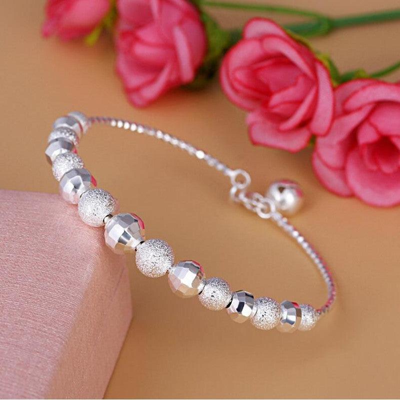 Women's Copper Plated Silver Bell Bead Bracelet - Trendy