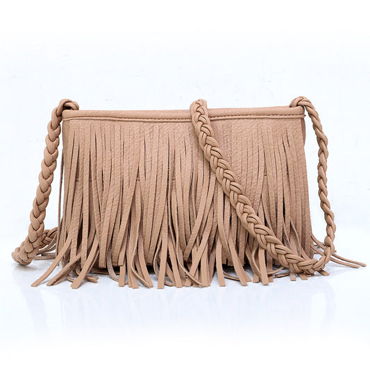 Women's Fashion PU Leather Tassel Shoulder Crossbody Handbag - Trendy