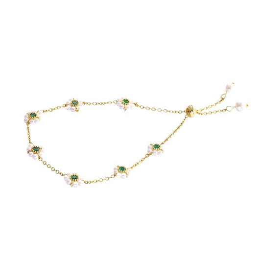 Women's Flower Shaped Emerald Fashion Bracelet