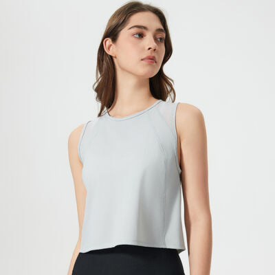Gray Women's Millennia Round Neck Cropped Active Tank
