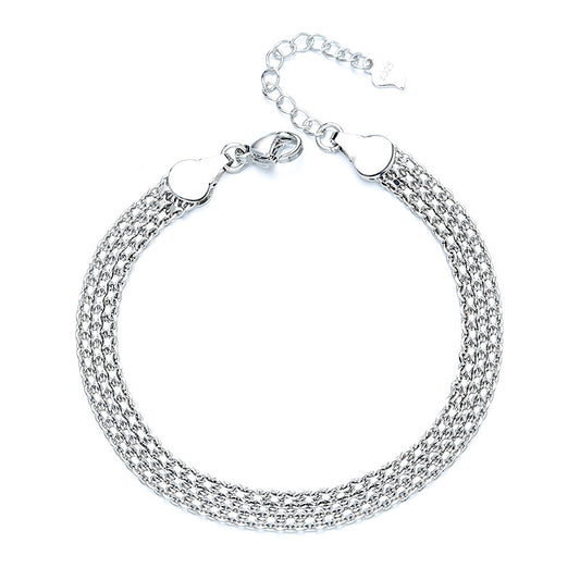 Women's Multi-layer Lace Woven Round Beads Chain Bracelet - Trendy