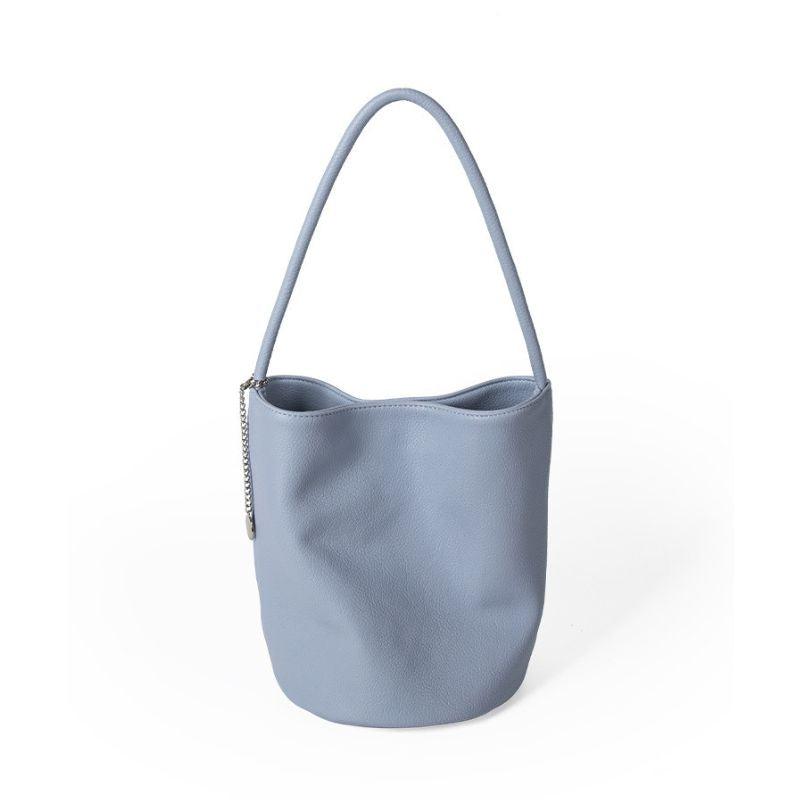 Women's PU Leather Soft and Simple Design Bucket Shoulder Bag - Trendy