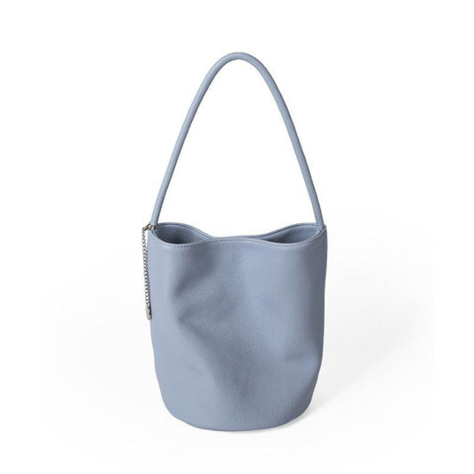 Women's PU Leather Soft and Simple Design Bucket Shoulder Bag - Trendy