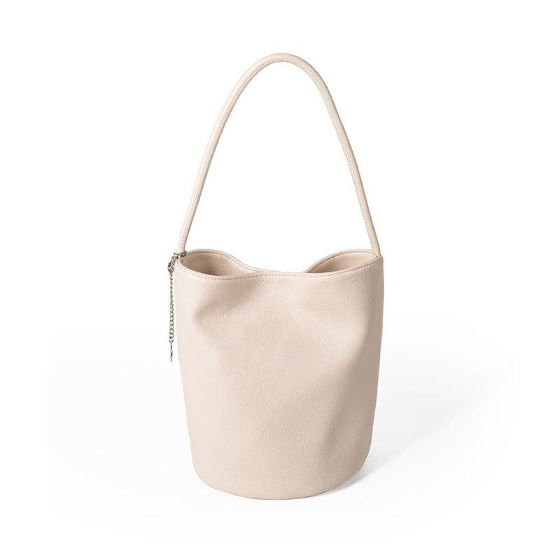Women's PU Leather Soft and Simple Design Bucket Shoulder Bag - Trendy