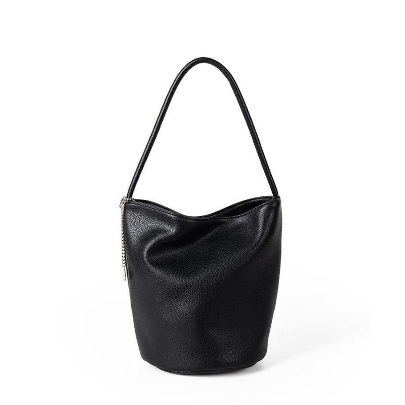 Women's PU Leather Soft and Simple Design Bucket Shoulder Bag - Trendy