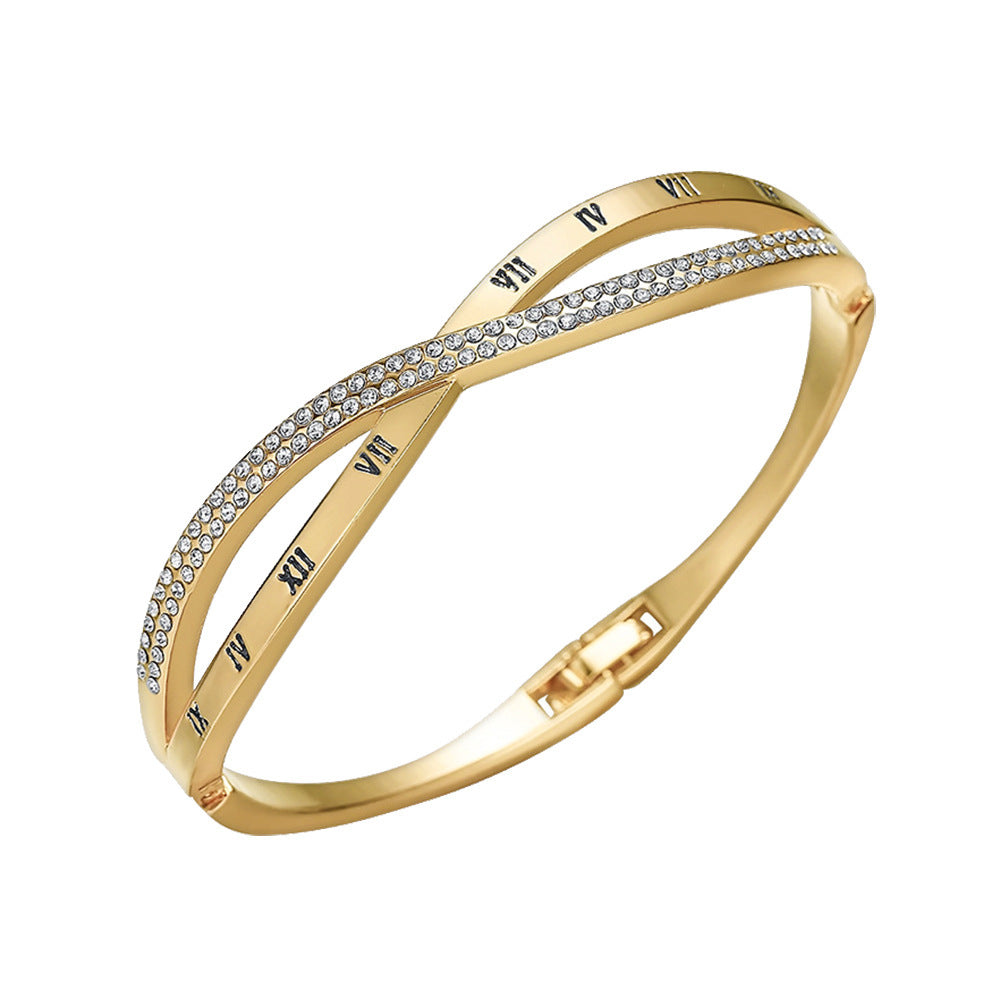 Women''s Roman Digital Cross Ornament Simple Bracelet Jewelry - Trendy