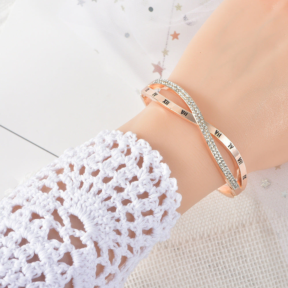 Women''s Roman Digital Cross Ornament Simple Bracelet Jewelry - Trendy