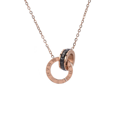 Women's Roman Numeral Ring Titanium Steel Necklace - Trendy