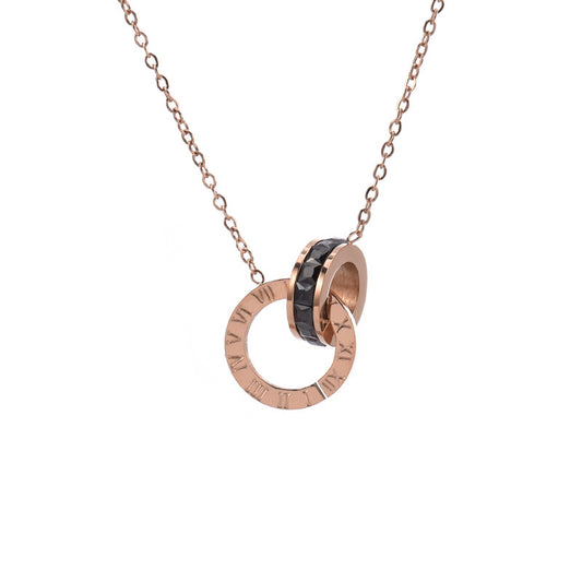 Women's Roman Numeral Ring Titanium Steel Necklace - Trendy