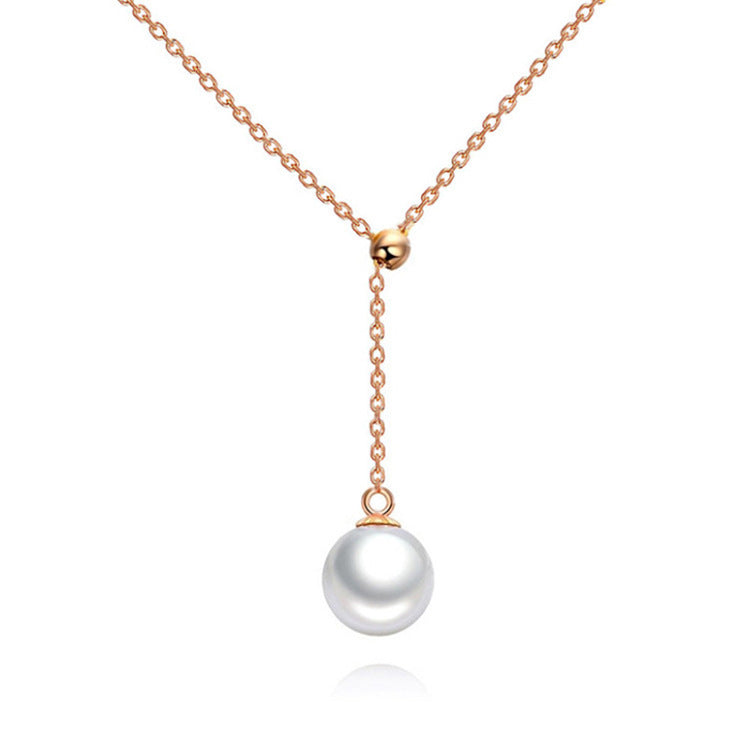 Y-shaped Pearl Pendant Necklace for Women