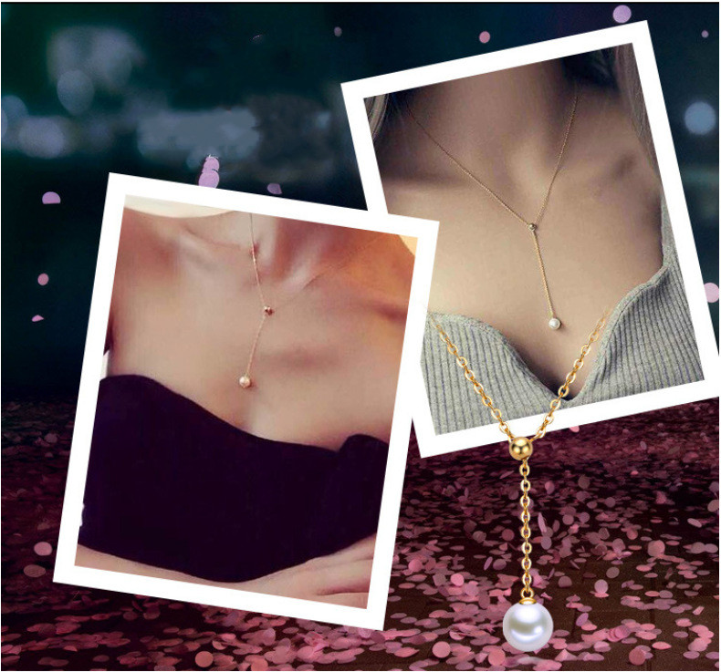 Y-shaped Pearl Pendant Necklace for Women