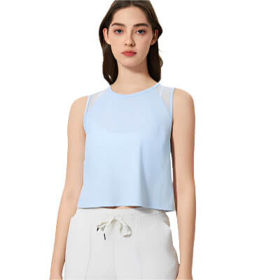 Baby blue Millennia active crop tank athletic workout tank top for women
