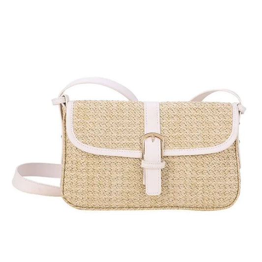 Beige Summer Vibes straw satchel bag for women