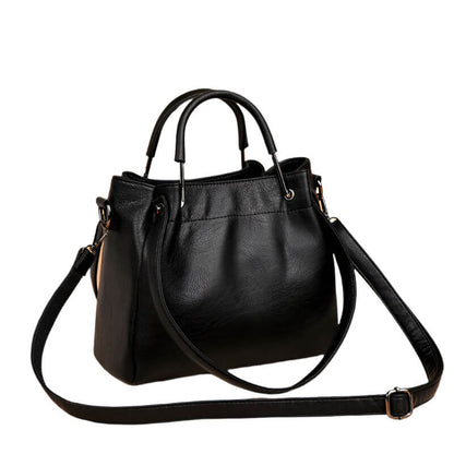Black Retro chic pu leather bucket bag for women