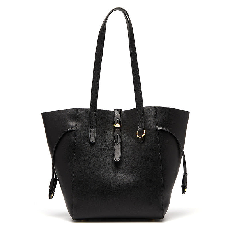 Black Versatile elegance leather tote bag for women