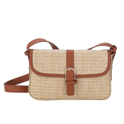 Brown Summer Vibes straw satchel bag for women