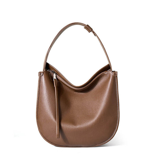 Dark brown Velvet touch leather bag for women