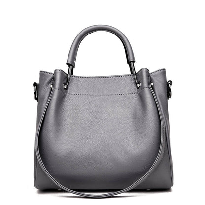 Dark gray Retro chic pu leather bucket bag for women