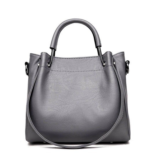 Dark gray Retro chic pu leather bucket bag for women