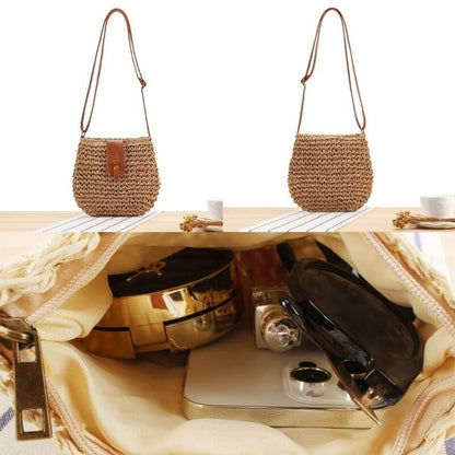 Different angles of Vacation beach mori crossbody bag for women