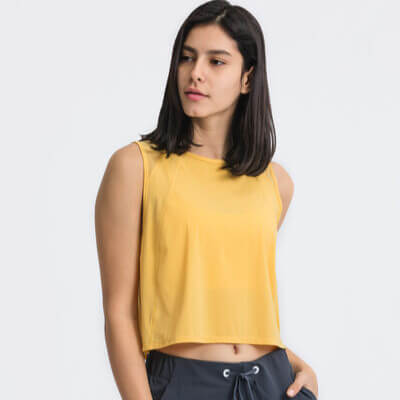 Gold Millennia active crop tank athletic workout tank top for women