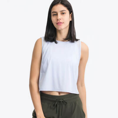 Light blue Millennia active crop tank athletic workout tank top for women