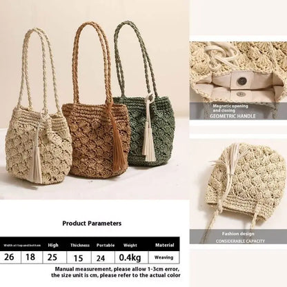 More details of Tassel breeze woven shoulder bag for women