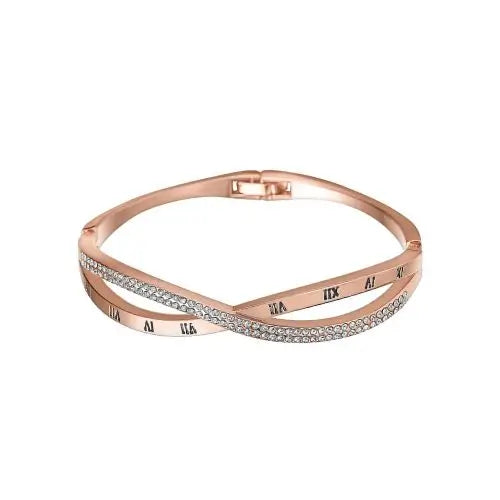 Rose gold Timeline roman cross bracelet for women
