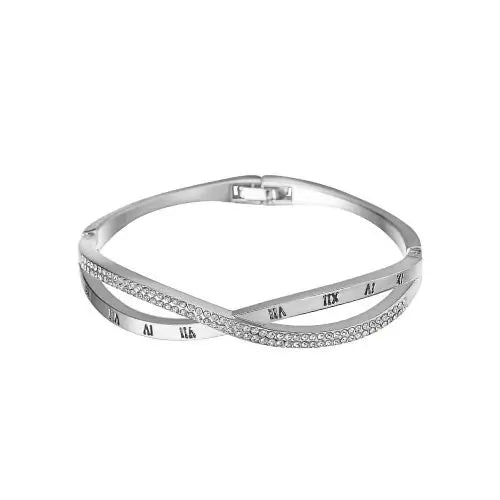 Silver Timeline roman cross bracelet for women