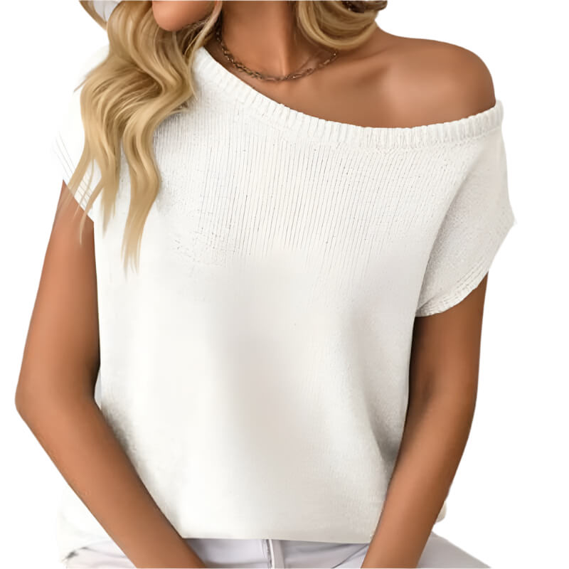 White Mandy breeze knit top for women